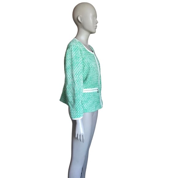 Cabi Green and White Patterned Jacket - Picture 3 of 5